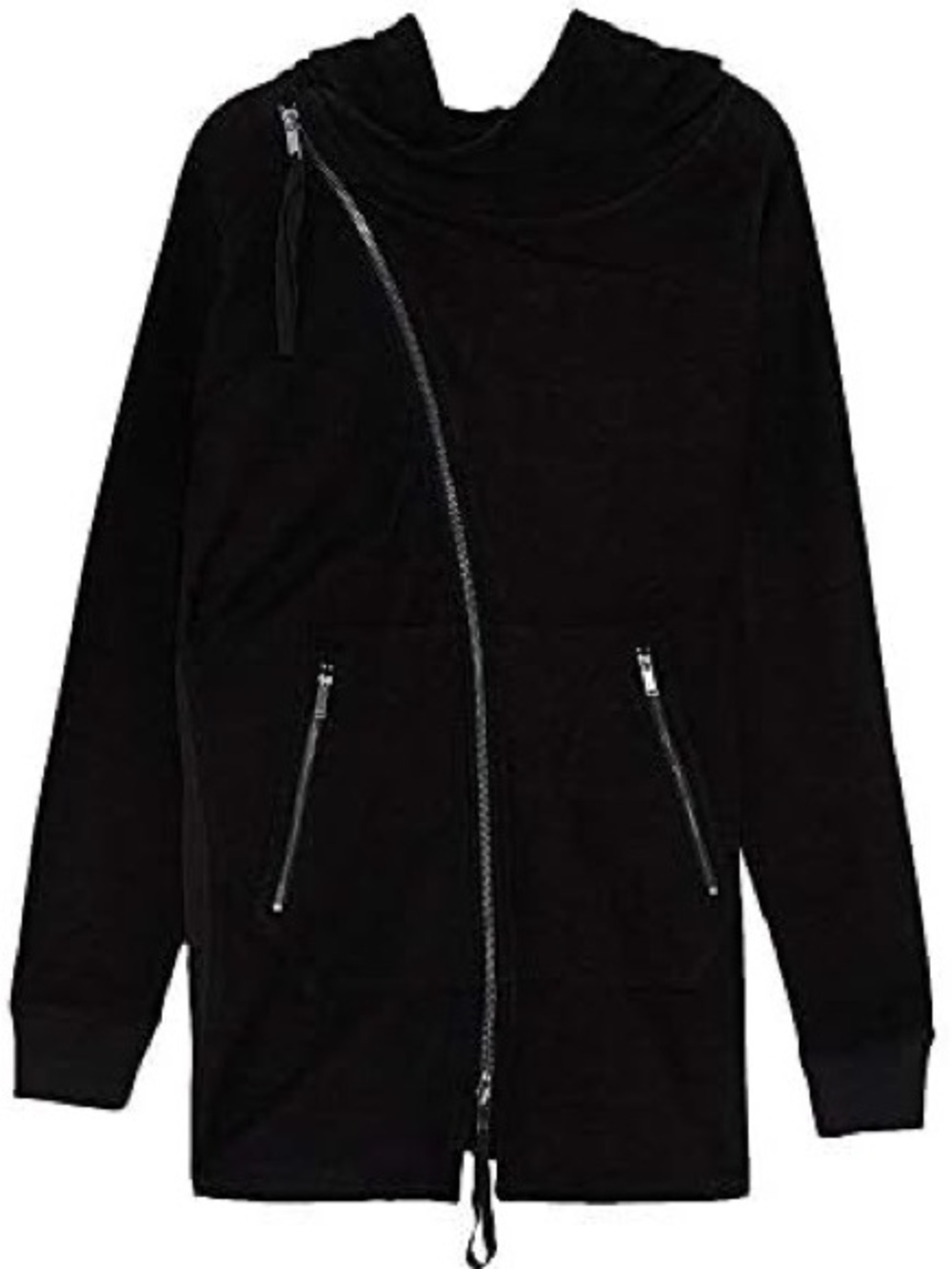 ZARA Men's Black Asymmetric Zip Hoodie